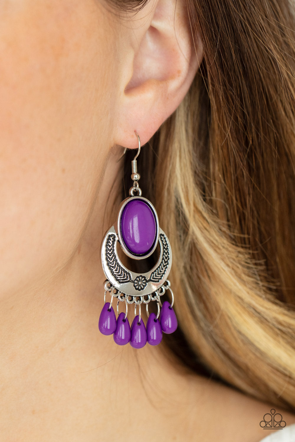 Prairie Flirt - Purple Paparazzi Earrings (PZ-2598)