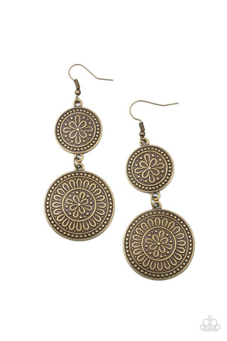 Road Trip Paradise - Brass Paparazzi Earrings (PZ-4099)