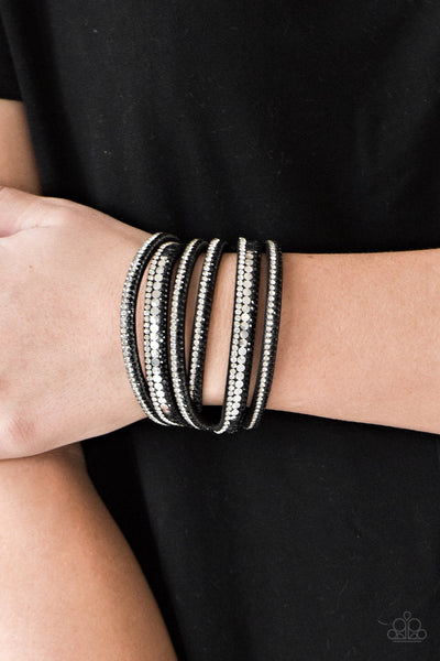 Paparazzi Double Wrap Urban Bracelet - Rock Star Attitude - Black