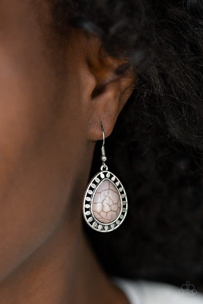 Paparazzi Earrings - Sahara Serenity - Silver (#1960)