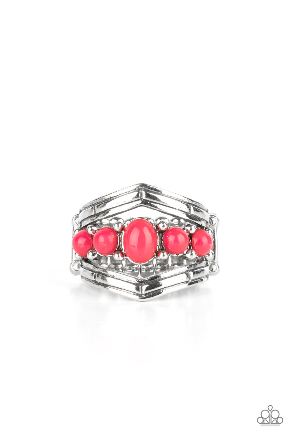 Show-Stopping Chevron - Pink Paparazzi Ring (R145)