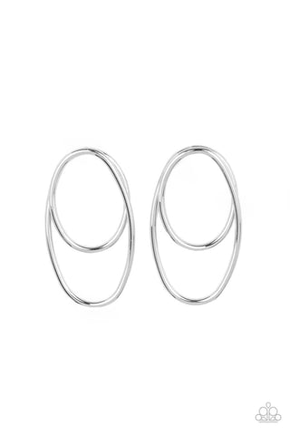 So OVAL-Dramatic - Silver Paparazzi Earrings