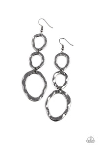 So OVAL It! - Black/Gun Metal Paparazzi Earrings