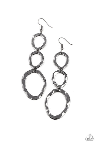 So OVAL It! - Black/Gun Metal Paparazzi Earrings