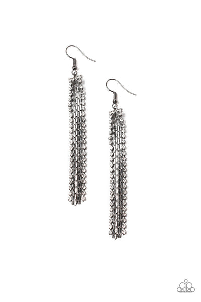 Paparazzi Earrings - Starlit Tassels - Black (#1777)