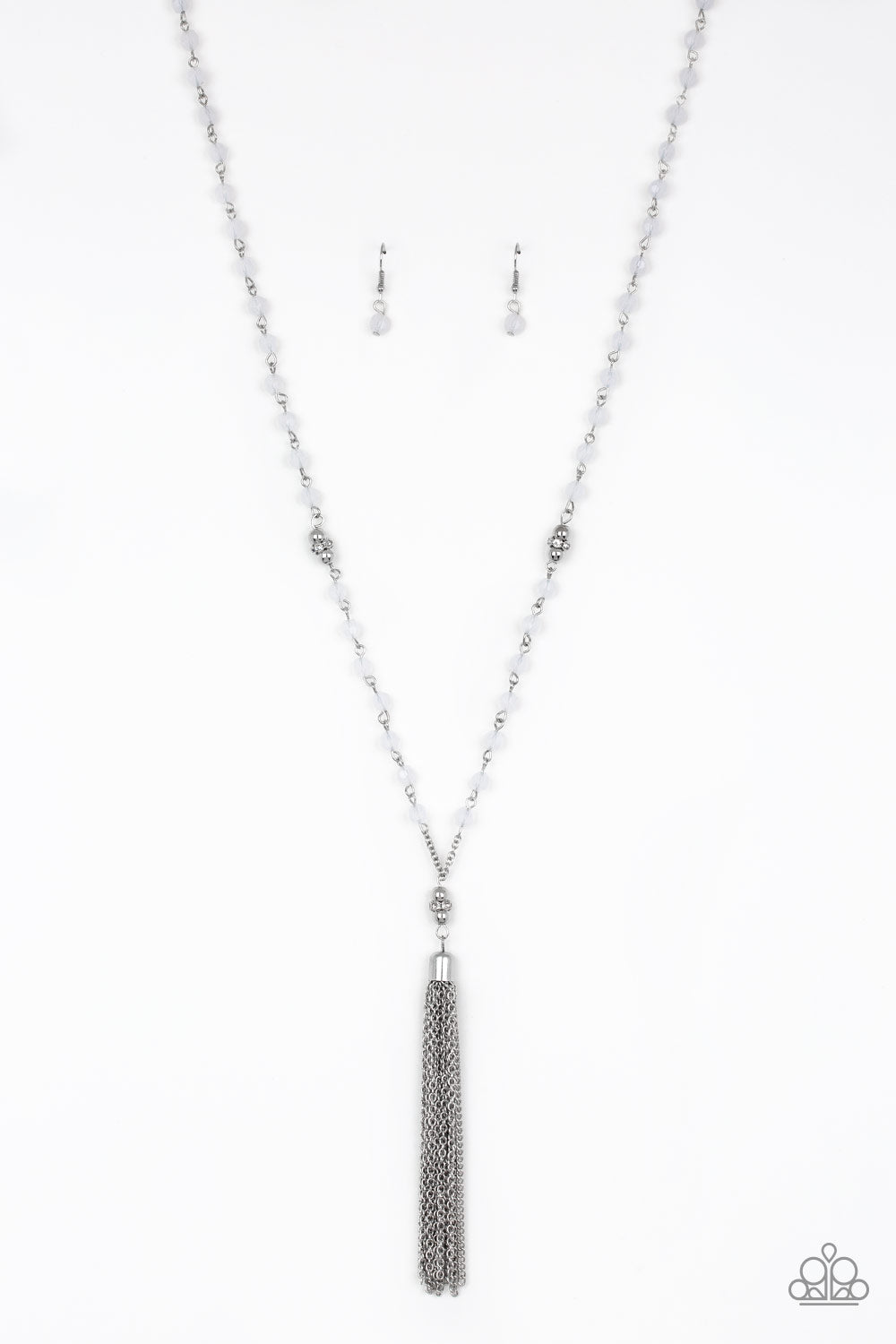 Tassel Takeover - White Paparazzi Necklace (PZ-461)