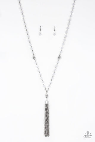 Tassel Takeover - White Paparazzi Necklace