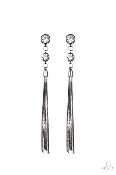 Tassel Twinkle - Black-Paparazzi Earrings (PZ-654)