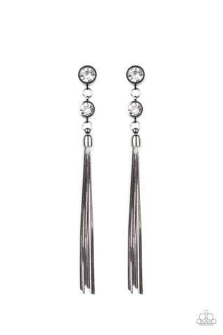 Tassel Twinkle - Black-Paparazzi Earrings (#654)