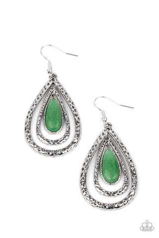 Teardrop Torrent - Green Paparazzi Earrings