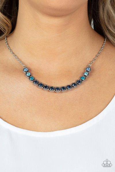 Throwing SHADES - Blue Paparazzi Necklace (#4363)