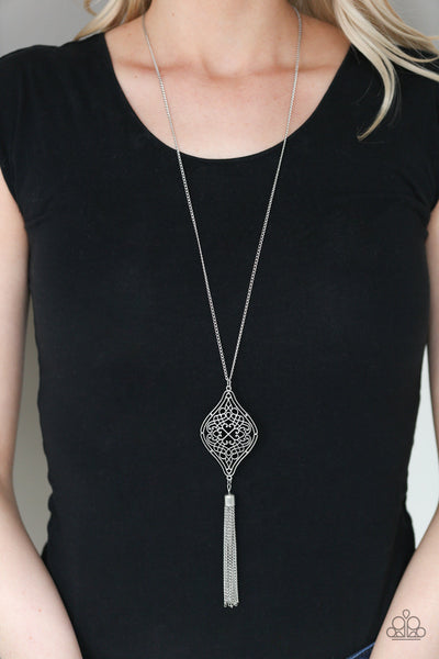 Totally Worth The TASSEL - Silver Paparazzi Necklace (PZ-2863)