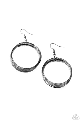 Urban-Spun - Black Paparazzi Earrings (#2130)