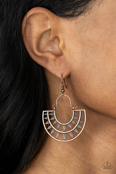 Solar Surge - Copper Paparazzi Earring (#3746)