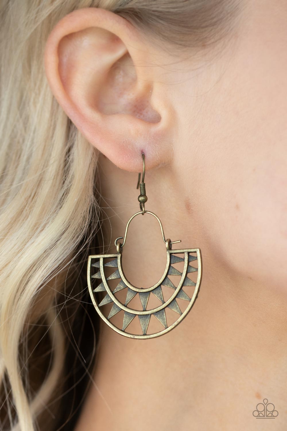 Solar Surge - Brass Paparazzi Earring (PZ-892)
