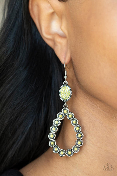 Farmhouse Fashion Show - Yellow Paparazzi Earring (#688)