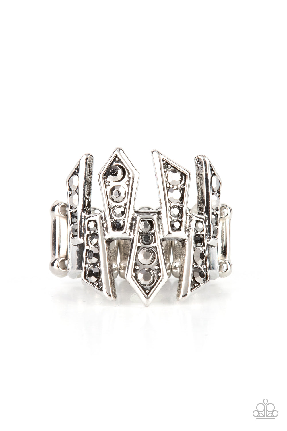 Juxtaposed Jewels - Silver Paparazzi Ring (R407)