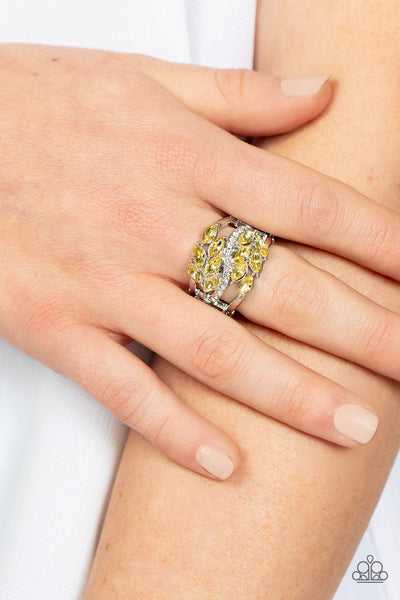 Luminously Leafy - Yellow Paparazzi Ring (R141)