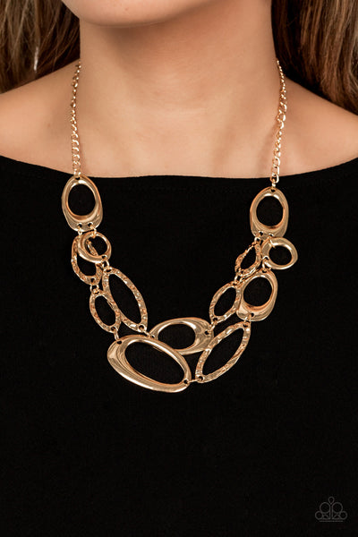 Game OVAL - Gold Paparazzi Necklace (#5106)