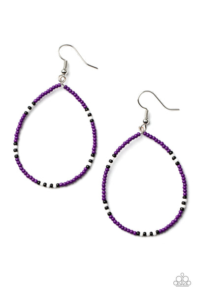 Keep Up The Good BEADWORK - Purple Paparazzi Earring (#2947)