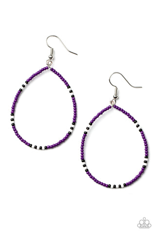 Keep Up The Good BEADWORK - Purple Paparazzi Earring (#2947)