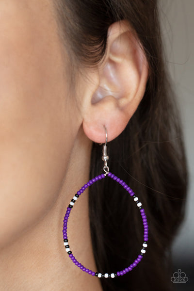 Keep Up The Good BEADWORK - Purple Paparazzi Earring (#2947)