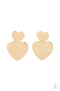 Heart-Racing Refinement - Gold Paparazzi Earring (#2506)