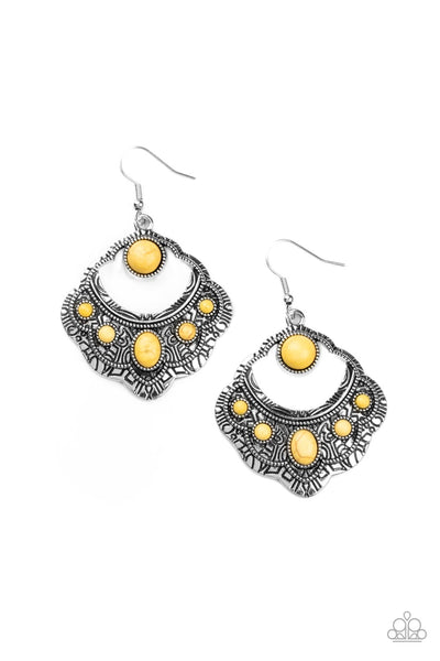 Saguaro Sunset - Yellow Paparazzi Earring (#132)