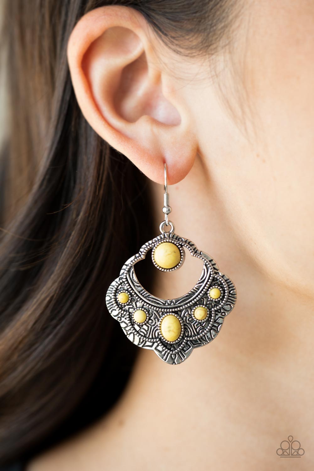 Saguaro Sunset - Yellow Paparazzi Earring (PZ-132)