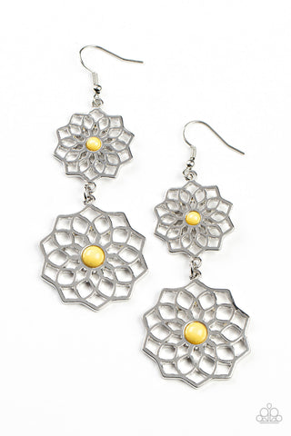 Posh Posy - Yellow Paparazzi Earring (#5307)