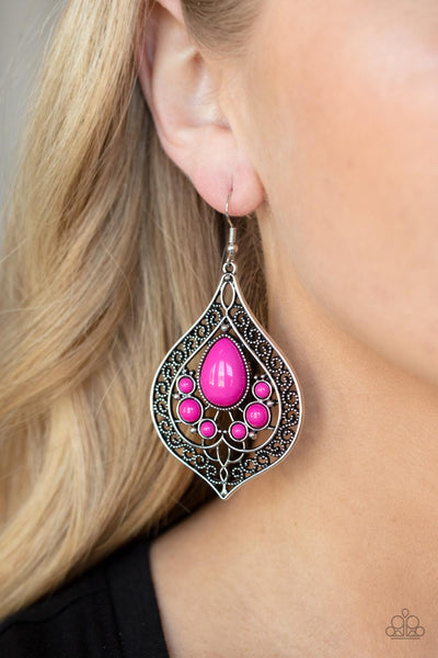 New Delhi Nouveau - Pink Paparazzi Earring (#3662)