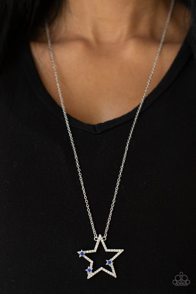 I Pledge Allegiance to the Sparkle - Blue Paparazzi Necklace (#3647)