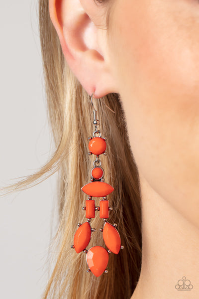 Visually Vivacious - Orange Paparazzi Earring (#357)