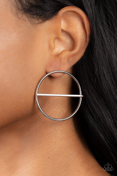 Dynamic Diameter - Silver Paparazzi Earrings (#5426)