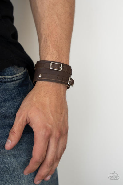 Bronco Bustin Buckles - Brown Paparazzi Bracelet (UB146)