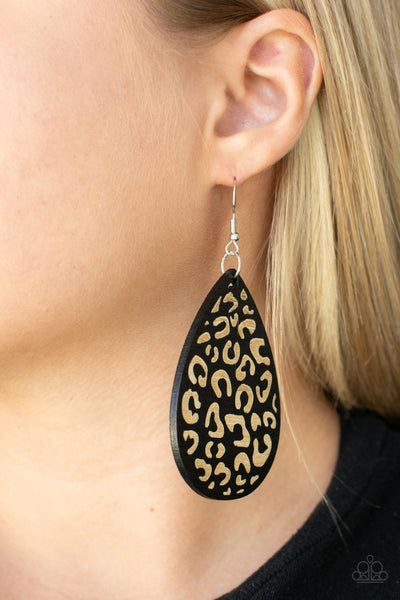 Suburban Jungle - Black Paparazzi Earring (#3989)