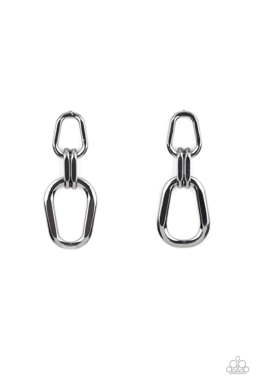 Harmonic Hardware - Black Paparazzi Earring (PZ-3446)