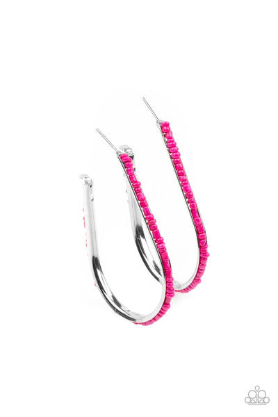 Beaded Bauble - Pink Paparazzi Earring (#3386)