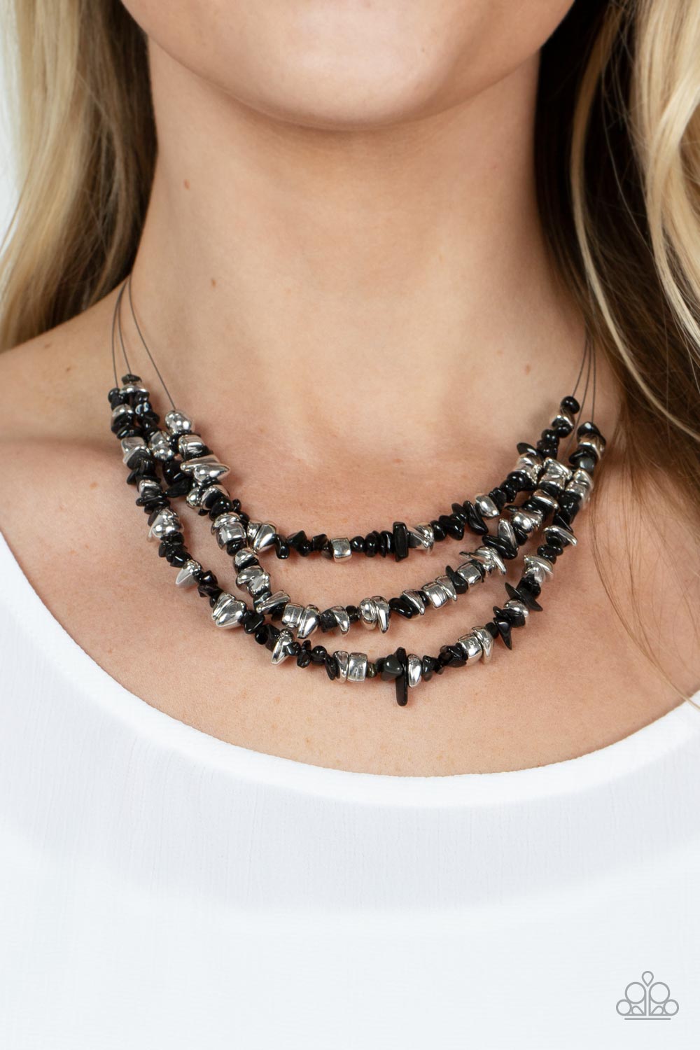 Placid Pebbles - Black Paparazzi Necklace (S038)