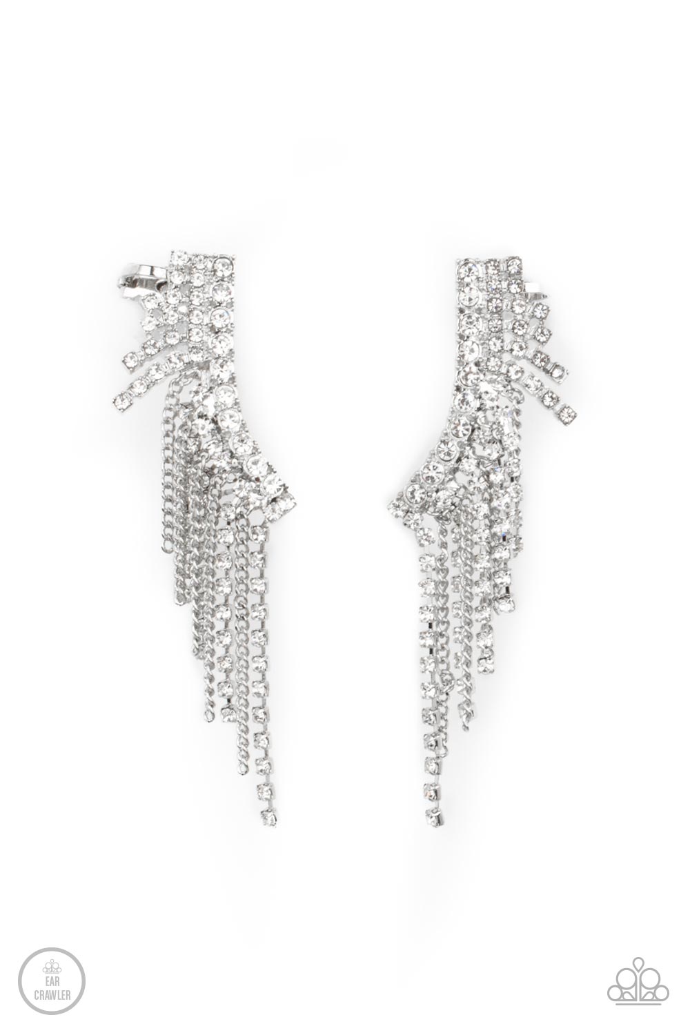 Thunderstruck Sparkle - White Paparazzi Earring (#3636)