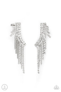 Thunderstruck Sparkle - White Paparazzi Earring (#3636)