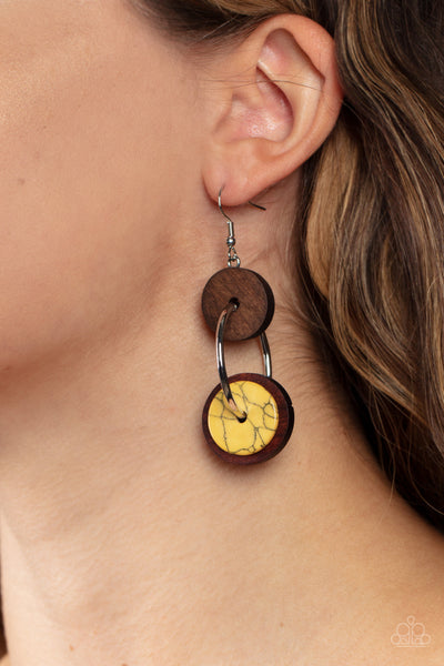 Artisanal Aesthetic - Yellow Paparazzi Earring (#3419)