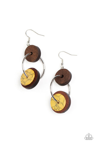Artisanal Aesthetic - Yellow Paparazzi Earring (#3419)