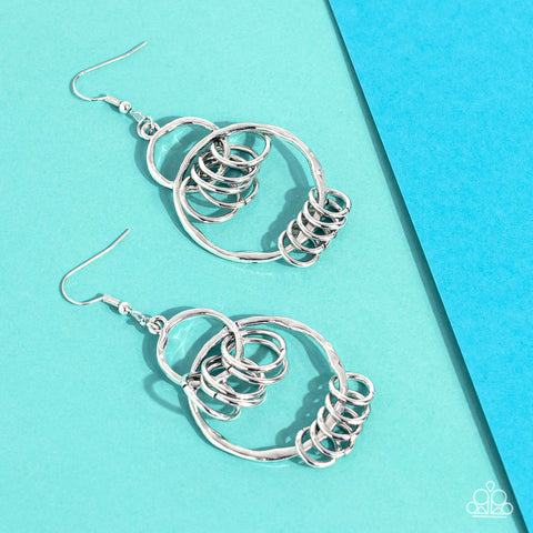 Rebel Ringer - Silver Paparazzi Earring (#448)