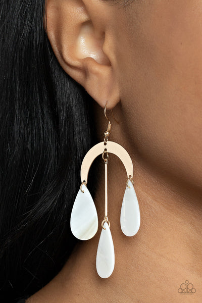 Atlantis Ambience - Gold Paparazzi Earring (#285)