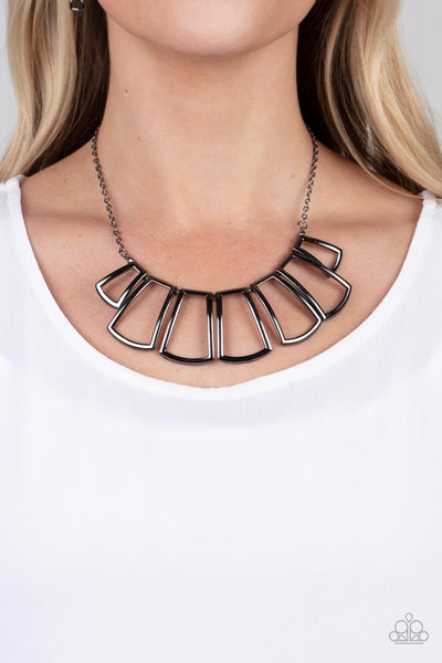 Full-Fledged Framed - Black Paparazzi Necklace (#3826)
