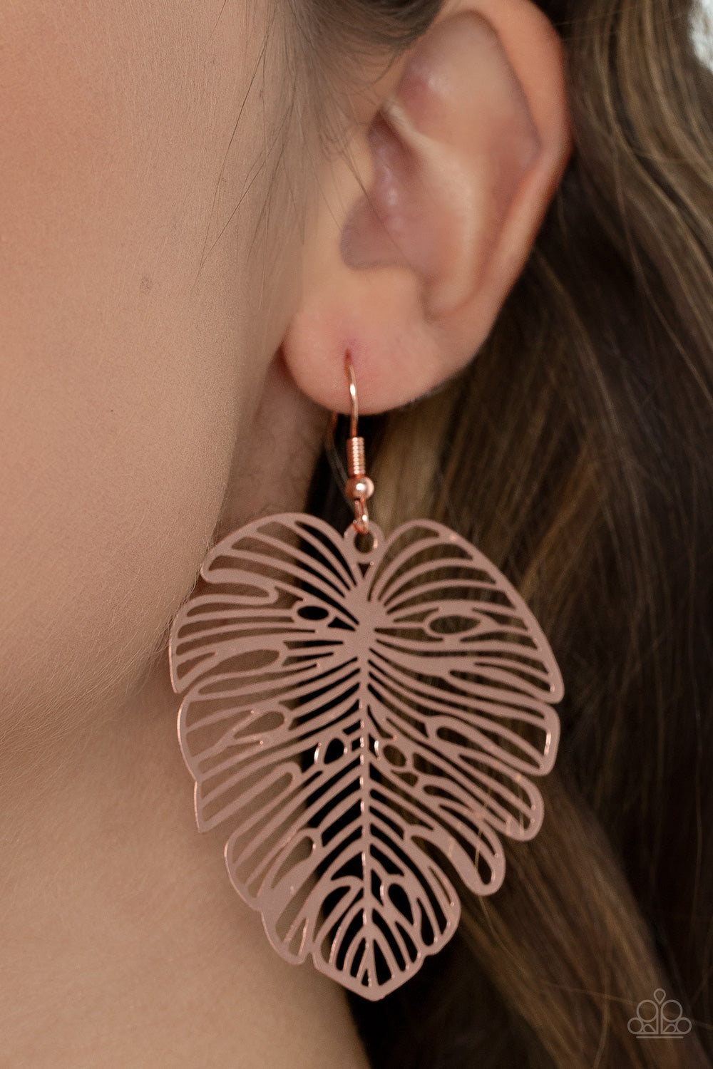 Palm Palmistry - Copper Paparazzi Earring (PZ-3794)