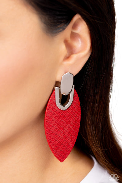 Wildly Workable - Red Paparazzi Earring (#5532)