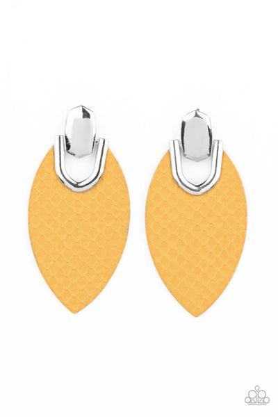 Wildly Workable - Yellow Paparazzi Earring (#5576)