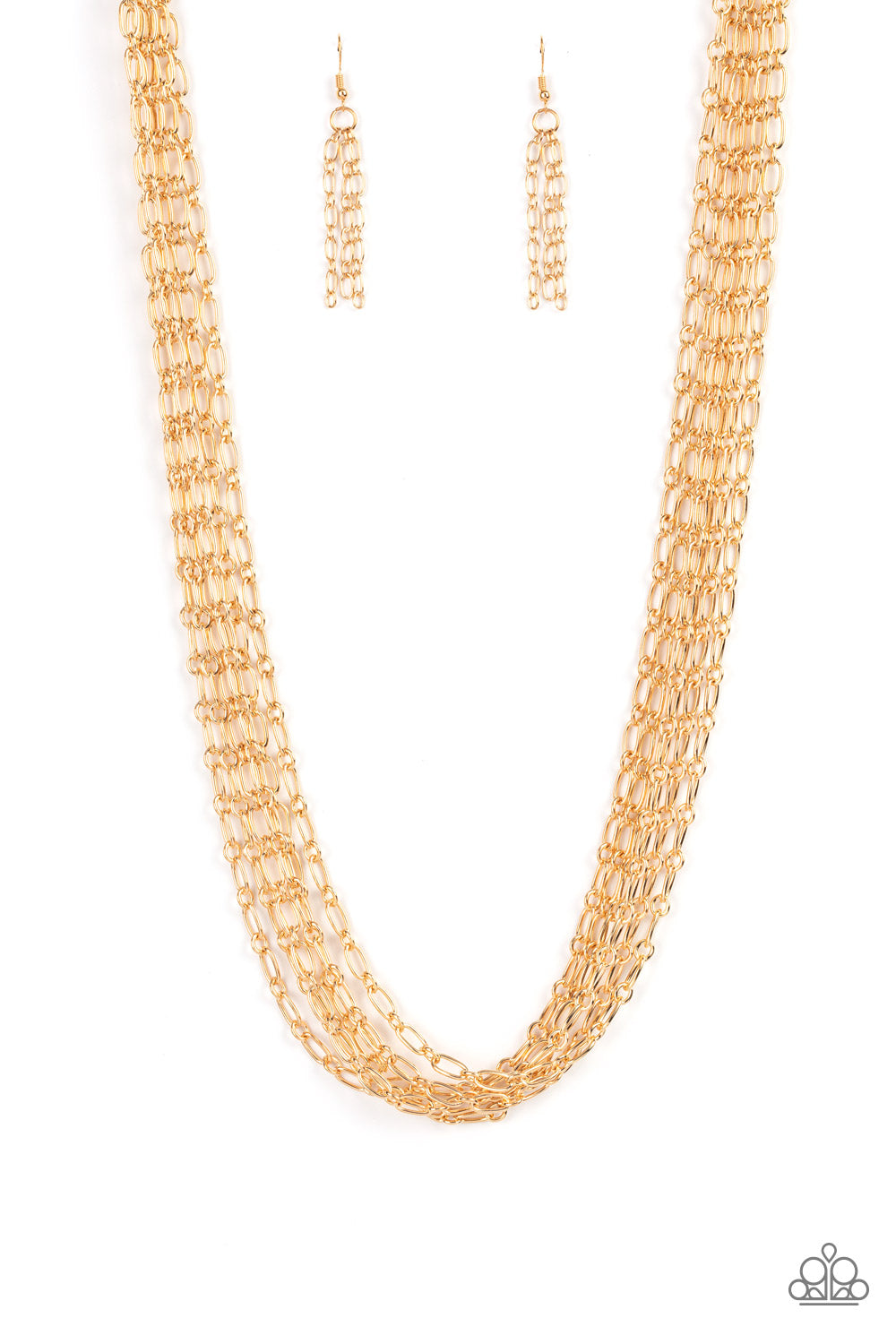 Dynamite Dynamo - Gold Paparazzi Necklace (#2222)